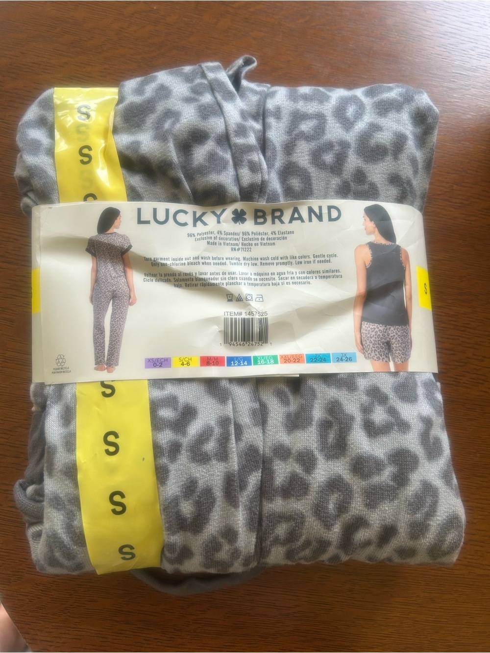 Lucky Brand Gray Leopard Print Pajama Set